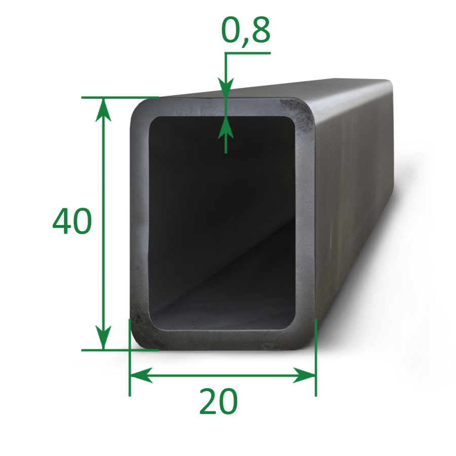 Труба профильная прямоугольная 40x20x0.8
