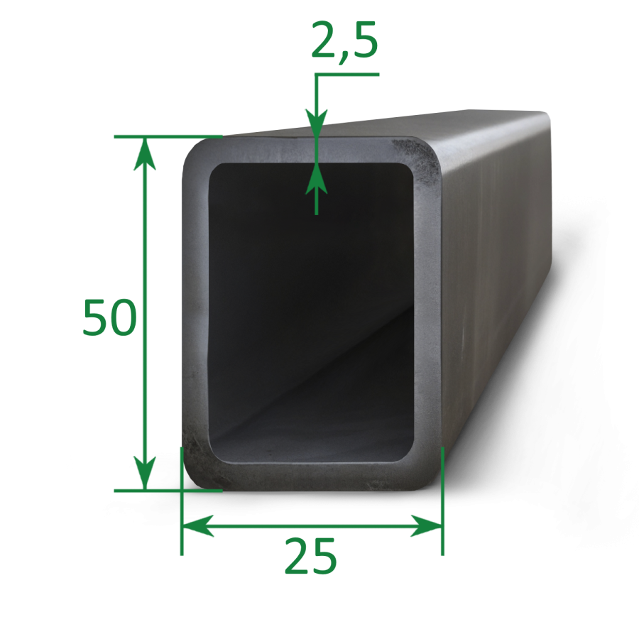 Труба профильная прямоугольная 50x25x2.5