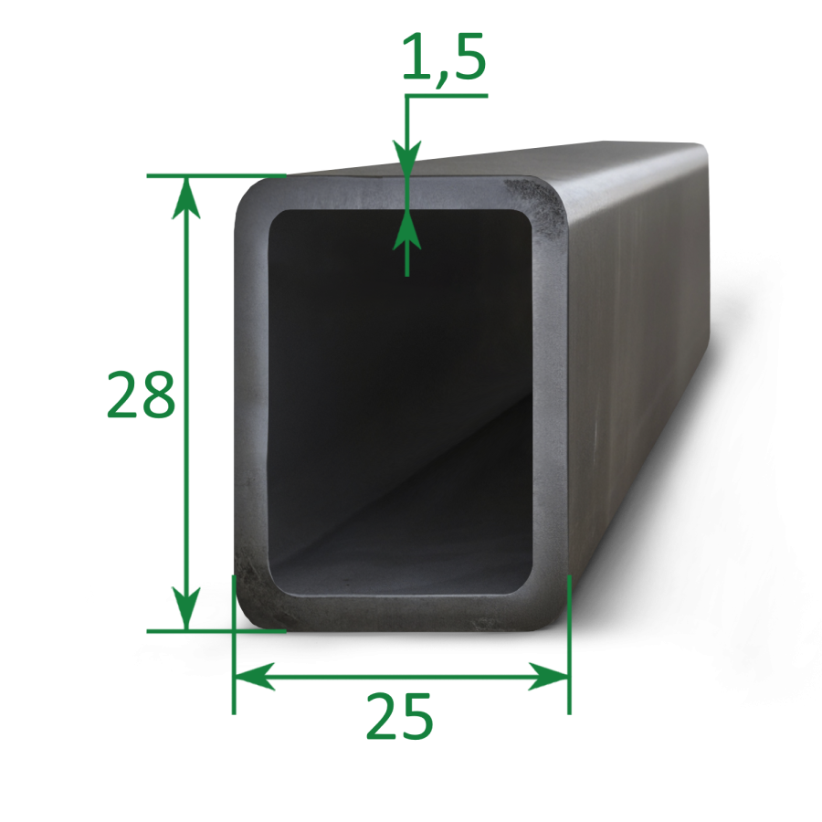 Труба профильная прямоугольная 28x25x1.5