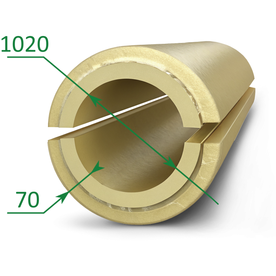 Скорлупа ППУ 1020х70 без покрытия