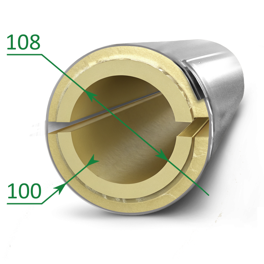 Скорлупа ППУ 108х100 с оцинкованным кожухом