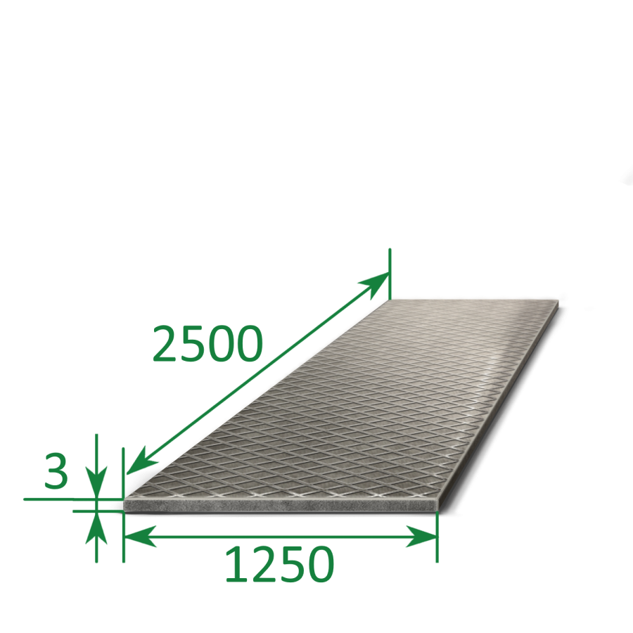 Лист рифленый ромб 3х1250х2500