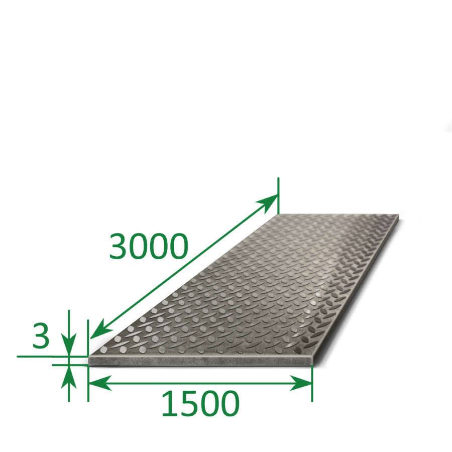 Лист рифленый чечевица 3х1500х3000